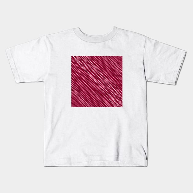 Striped-pattern, red, white, simple, minimal, minimalist, lined-pattern, stripe, modern, trendy, basic, digital, pattern, abstract, lines, line, line-art, jewel-color, Kids T-Shirt by PrintedDreams